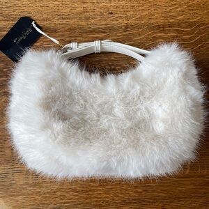 Luxurious White Faux Fur Shoulder Bag